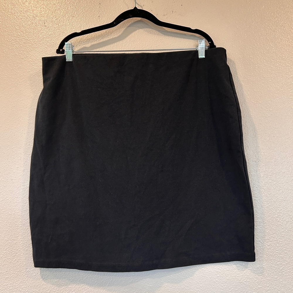 Old Navy Womens XL Black Ponte Knit Pencil Skirt Stretch Elastic Waist Back Vent